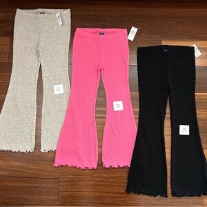 BNWT Kids Ribbed Flared Leggings - Pink, Black, and Grey